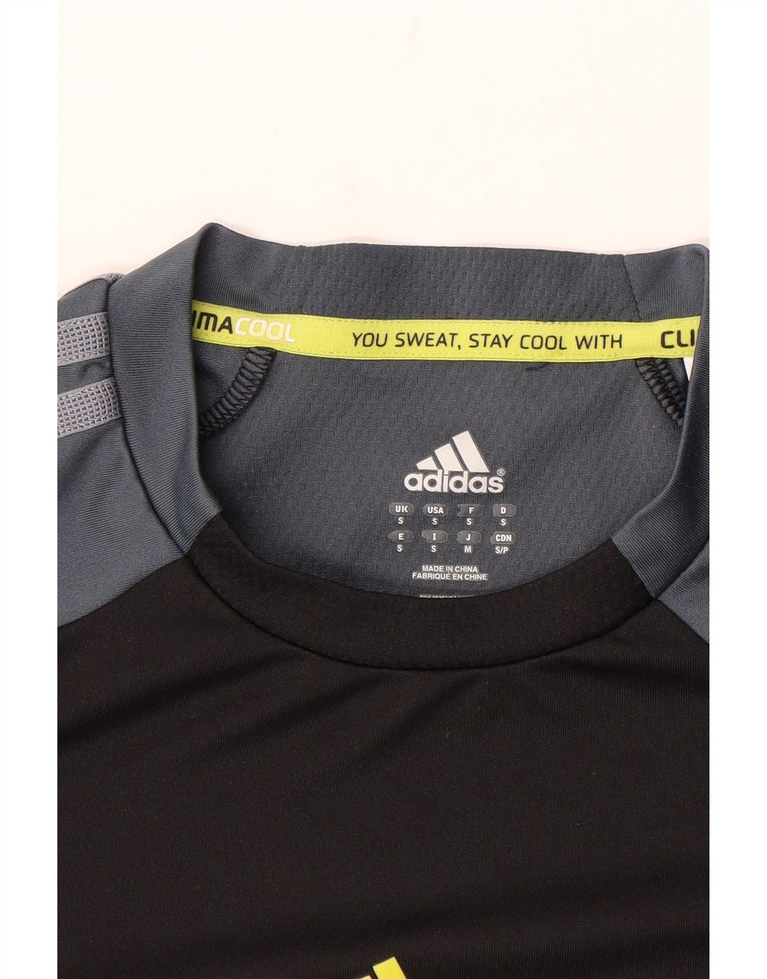 Adidas Mens Climacool Camiseta Top Pequeno Preto Colorblock