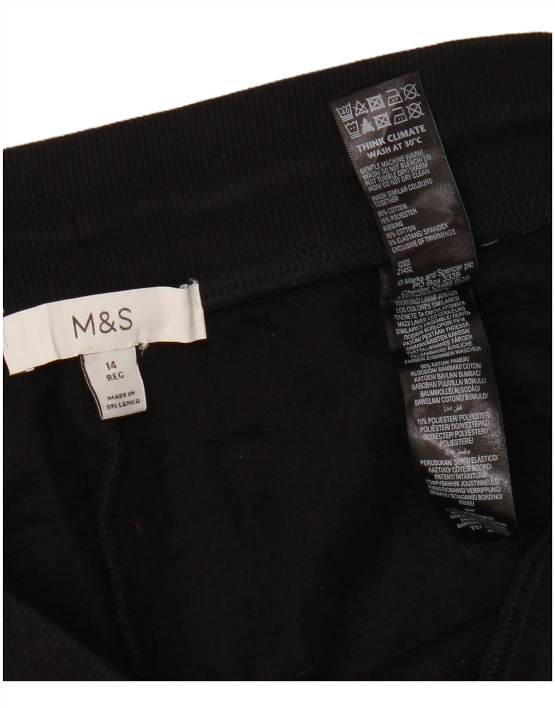 Calça de treino feminina Marks & Spencer Joggers Reino Unido 14 grande algodão preto