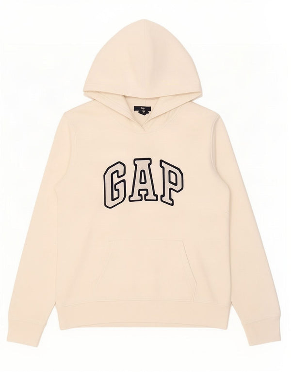 Suéter com capuz gráfico feminino Gap UK 14 médio branco