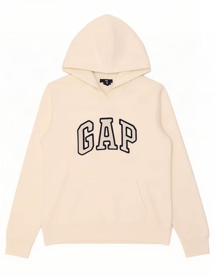 Suéter com capuz gráfico feminino Gap UK 14 médio branco
