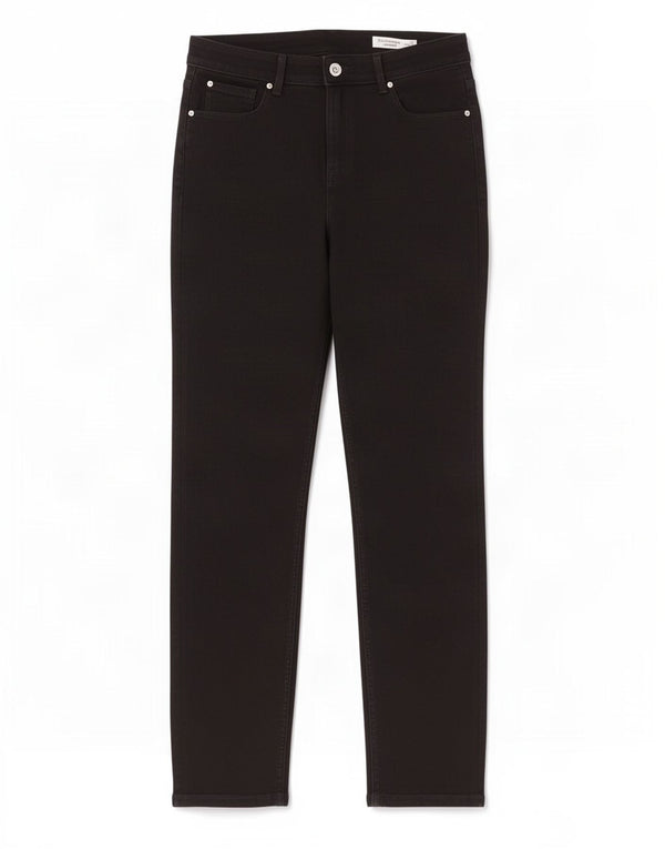 Calça jeans feminina Marks & Spencer The Sienna Straight UK 14 grande W32 L30 preta