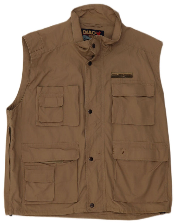 Colete utilitário masculino vintage UK 40 algodão cáqui grande