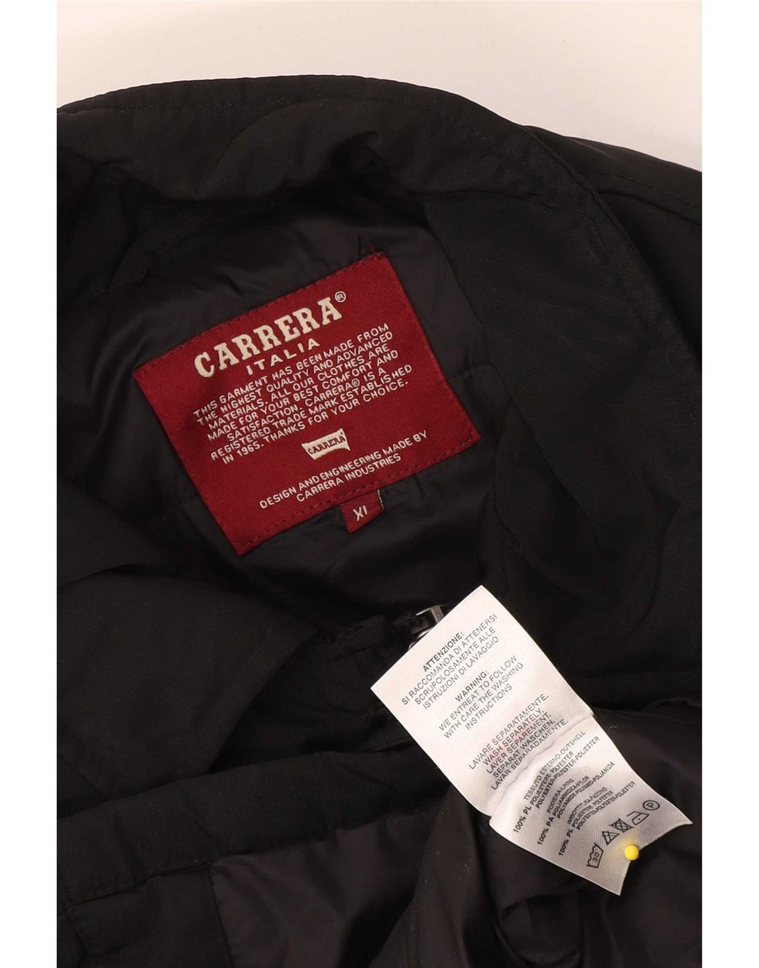 Casaco acolchoado masculino Carrera UK 42 XL poliéster preto
