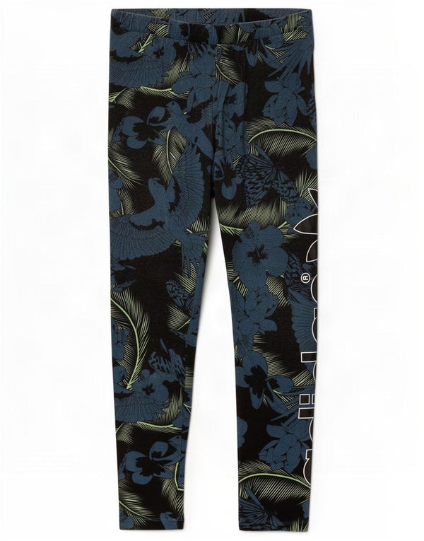 Adidas Womens Graphic Leggings UK 10 Pequeno Azul Floral Algodão