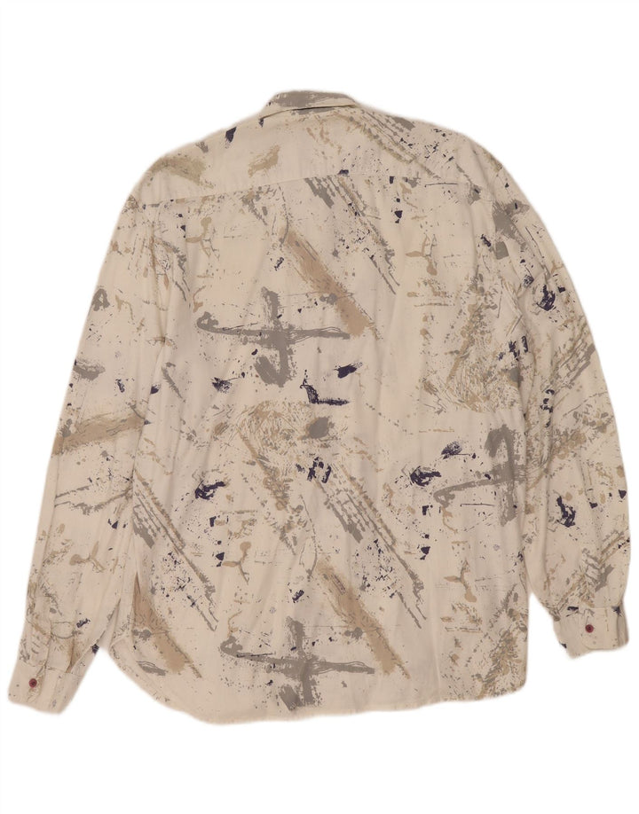 Camisa masculina Silenzio com estampa abstrata grande branca