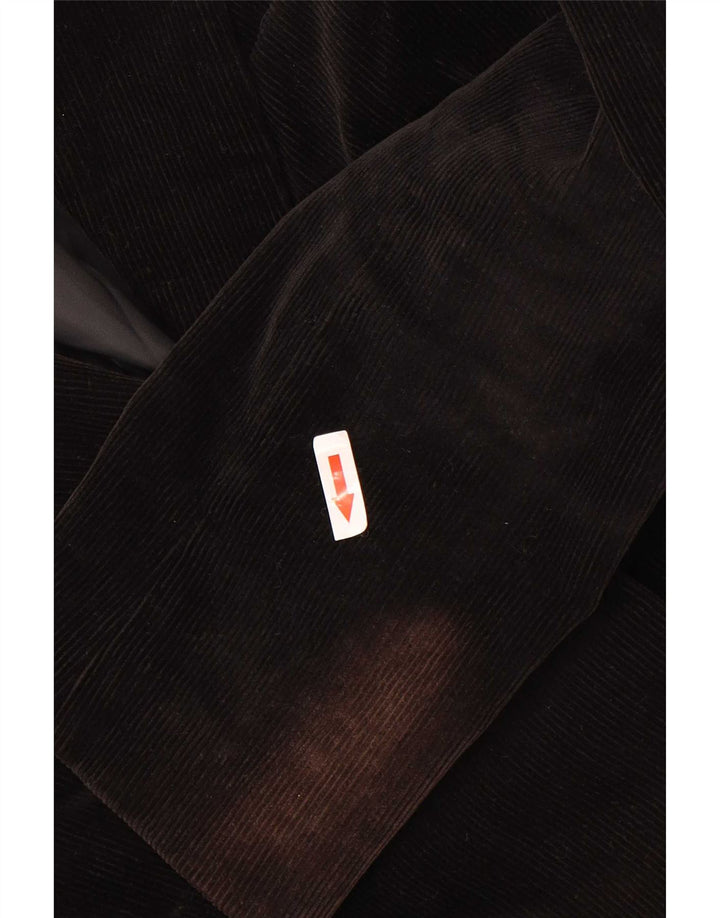 Zara Jaqueta blazer feminina de veludo cotelê com 2 botões EU 42 grande algodão preto