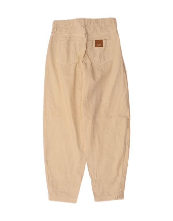 Calça jeans feminina cintura alta Zara EU 34 2XS W24 L26 algodão bege