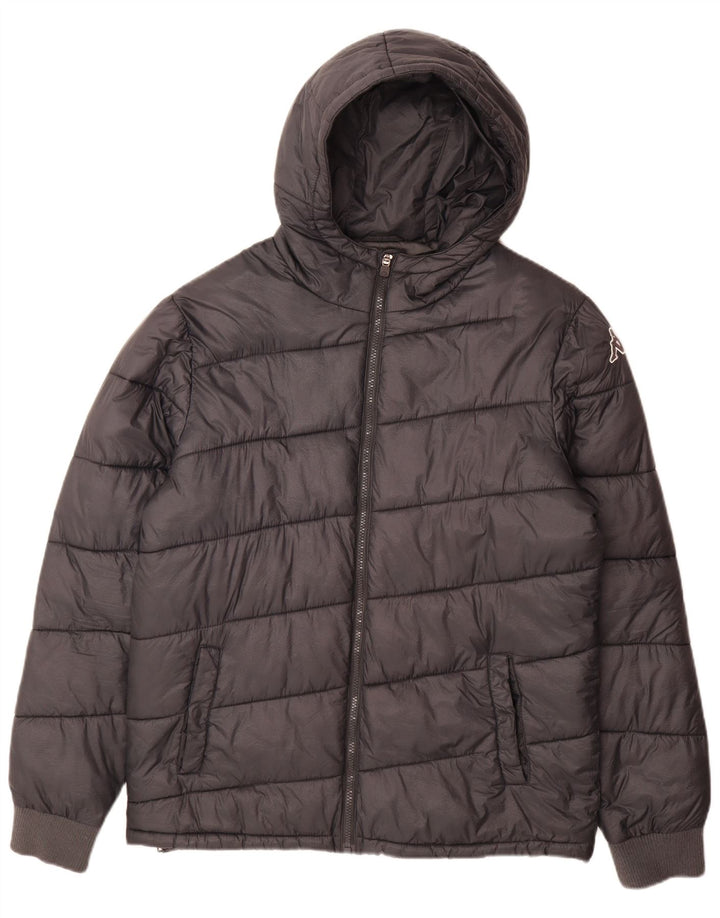 Jaqueta acolchoada com capuz masculina Kappa UK 40 grande cinza