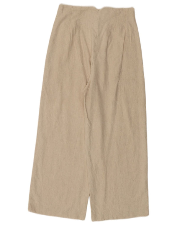 Calça feminina Zara com perna larga e corte médio W28 L25 algodão branco