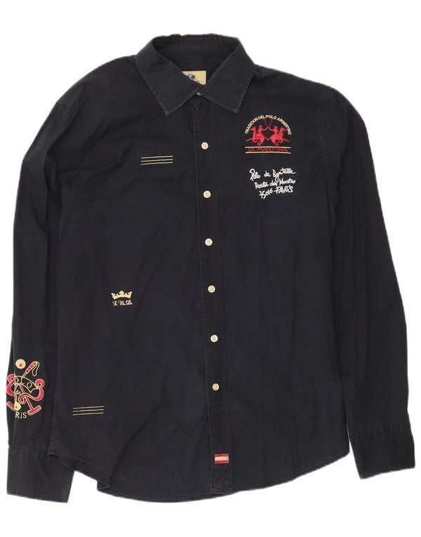 Camisa gráfica masculina La Martina XL azul marinho
