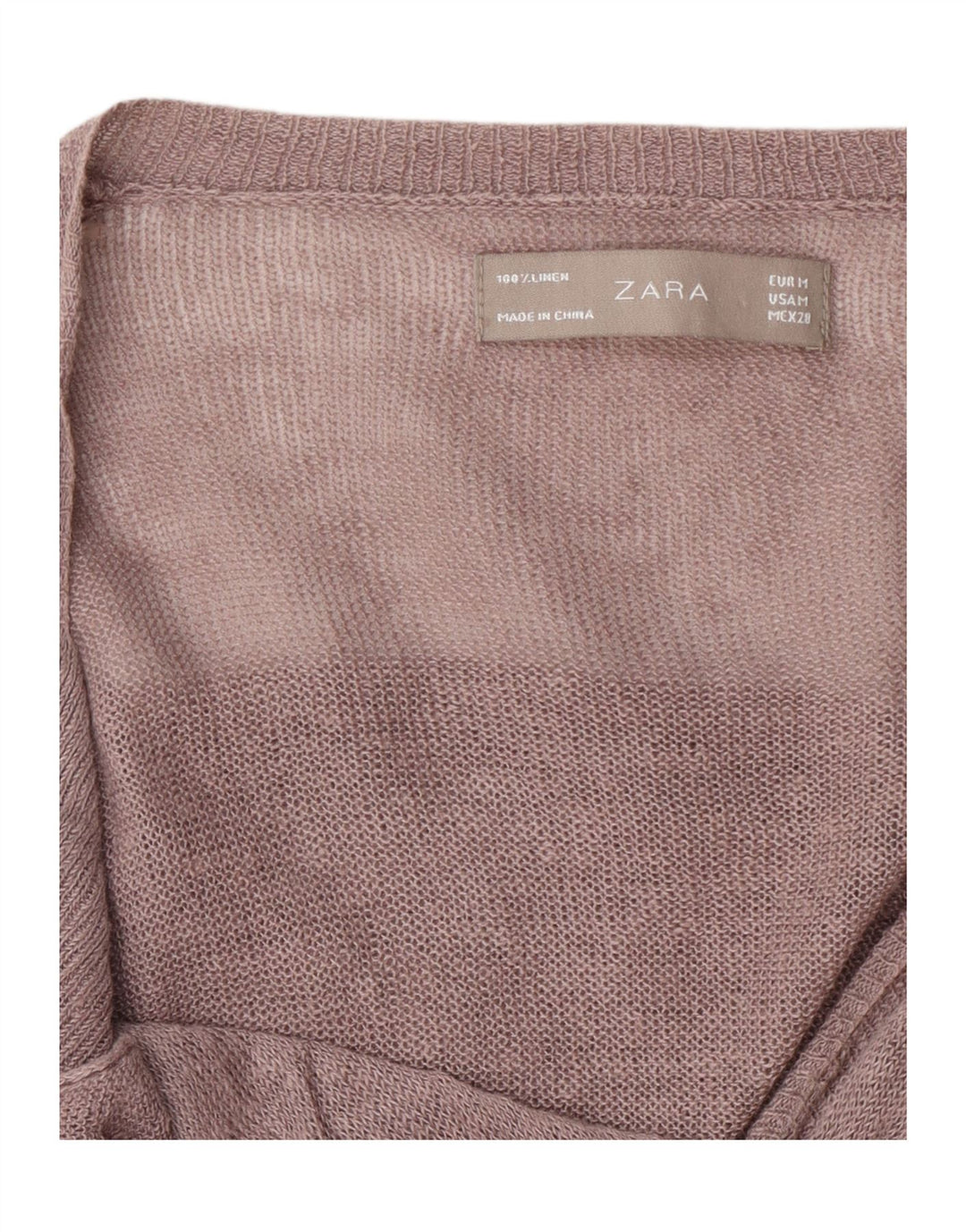 Zara Suéter Cardigan Feminino Crop UK 12 Linho Marrom Médio