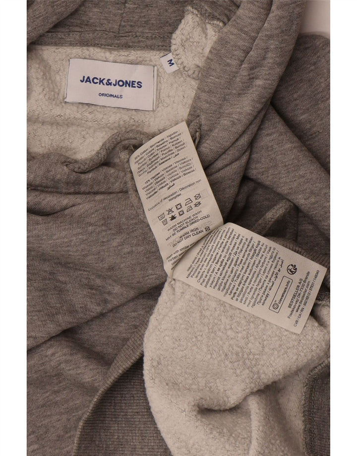 Jack & Jones moletom com capuz masculino, algodão manchado cinza médio