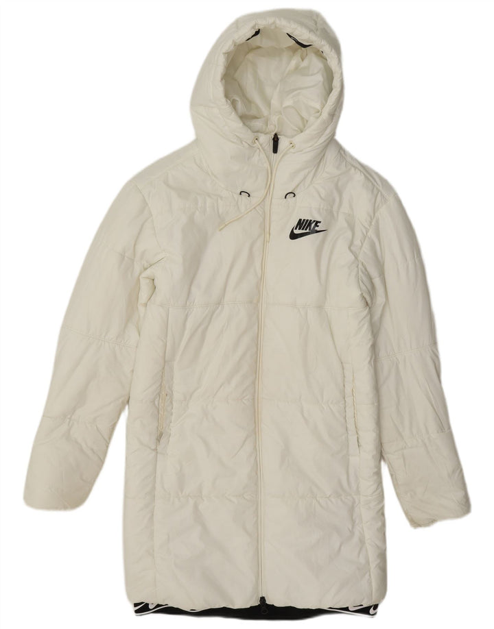 Casaco acolchoado com capuz feminino Nike UK 6 XS branco poliéster
