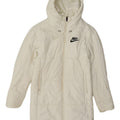 Casaco acolchoado com capuz feminino Nike UK 6 XS branco poliéster