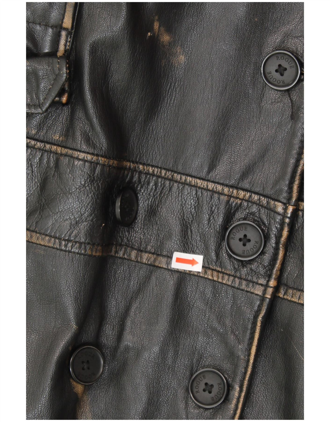 Jaqueta militar masculina ROGUE com peito duplo Reino Unido 38 couro preto médio