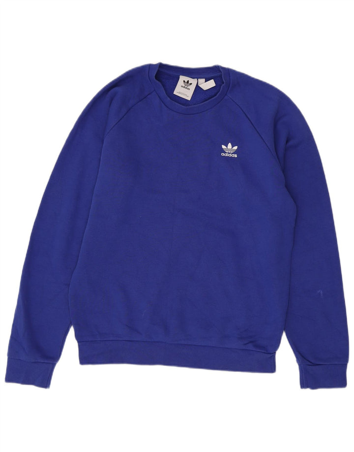 Adidas Mens Moletom Jumper Pequeno Algodão Azul