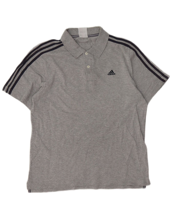 Camisa polo masculina ADIDAS algodão cinza médio