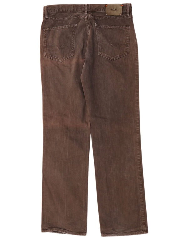 Hugo Boss Masculino Regular Fit Jeans Reto W34 L33 Algodão Marrom