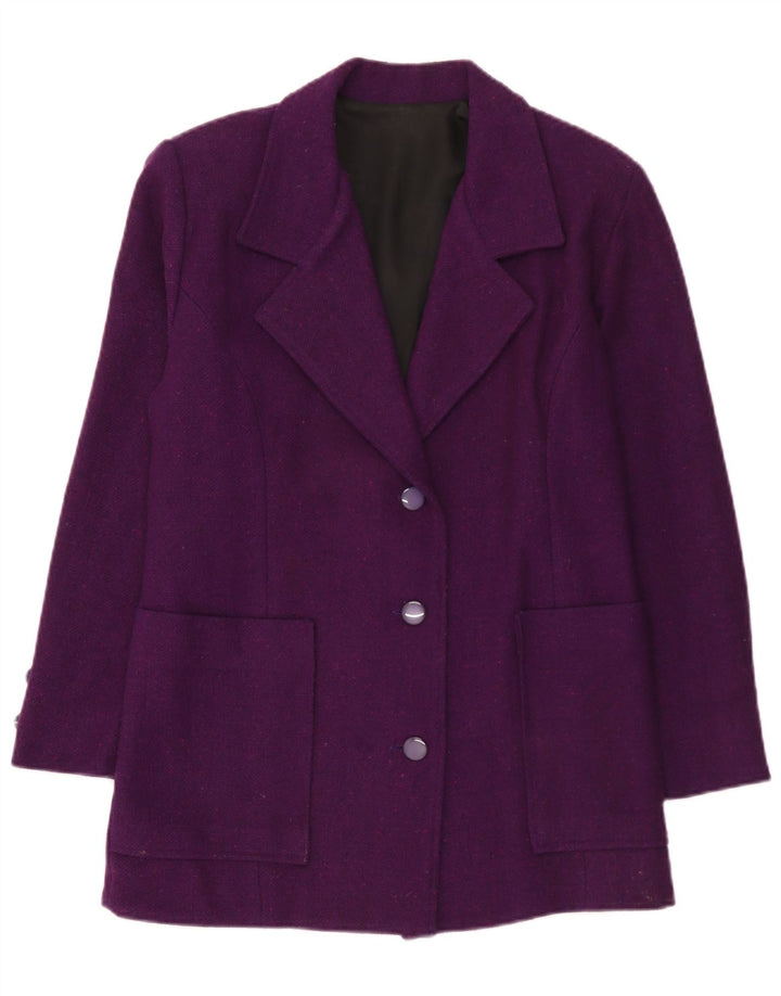 Jaqueta Blazer Feminina Vintage com 3 Botões Reino Unido 12 Roxo Médio