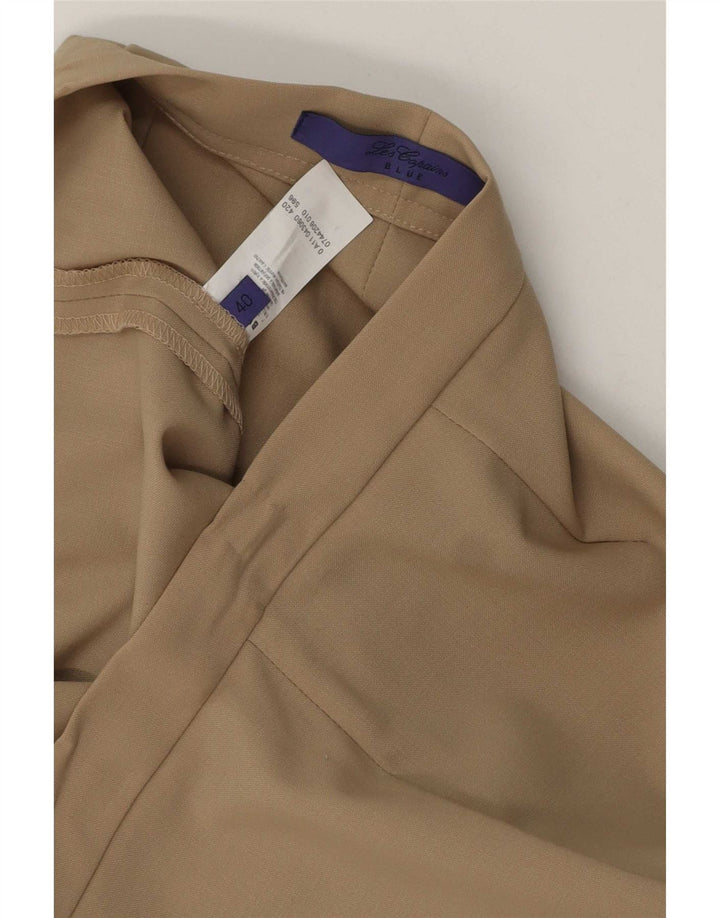 Calça feminina Les Copains Straight Suit EU 40 Médio W30 L27 Bege
