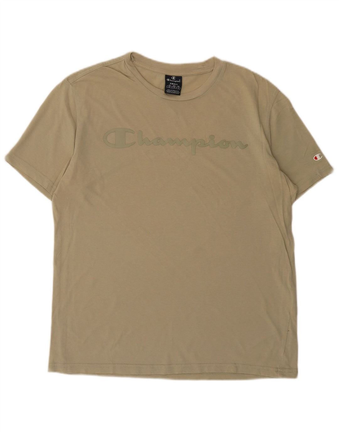 Camiseta masculina gráfica Champion pequeno algodão bege
