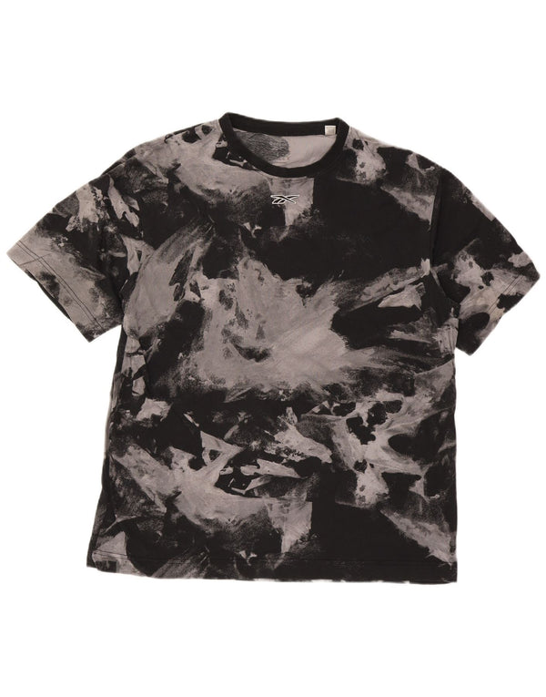 Camiseta masculina Reebok Abstract Pattern Top grande de algodão preto