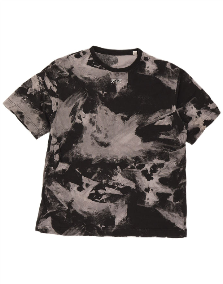 Camiseta masculina Reebok Abstract Pattern Top grande de algodão preto