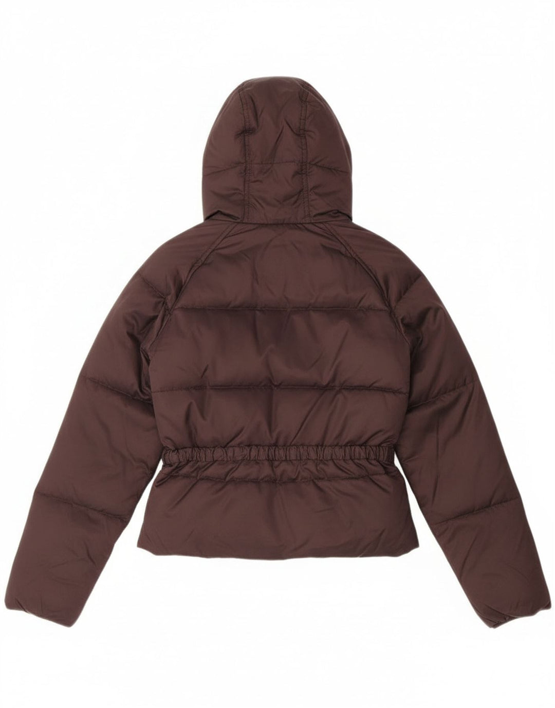 Jaqueta feminina acolchoada com capuz e capuz Benetton UK 10 pequena marrom inverno