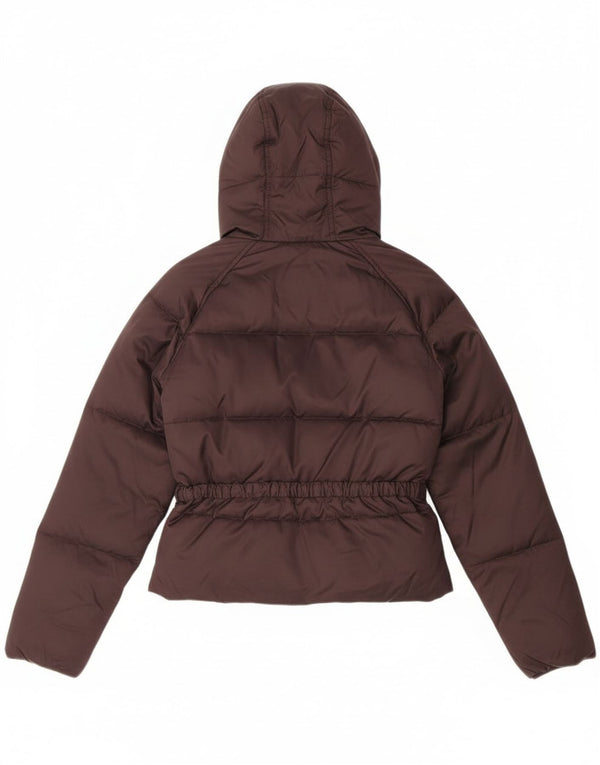 Jaqueta feminina acolchoada com capuz e capuz Benetton UK 10 pequena marrom inverno