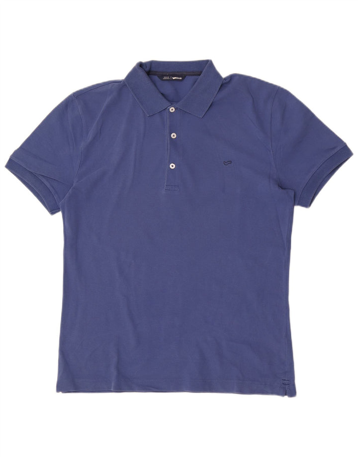 Camisa polo masculina Gas pequena azul algodão