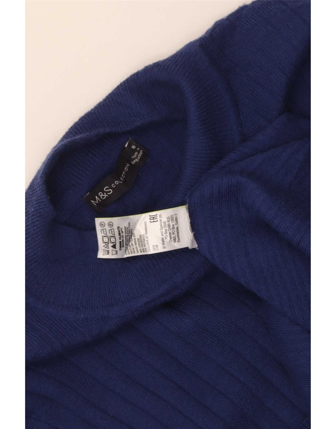 Suéter feminino Marks & Spencer com gola tartaruga Reino Unido 16 grande azul marinho