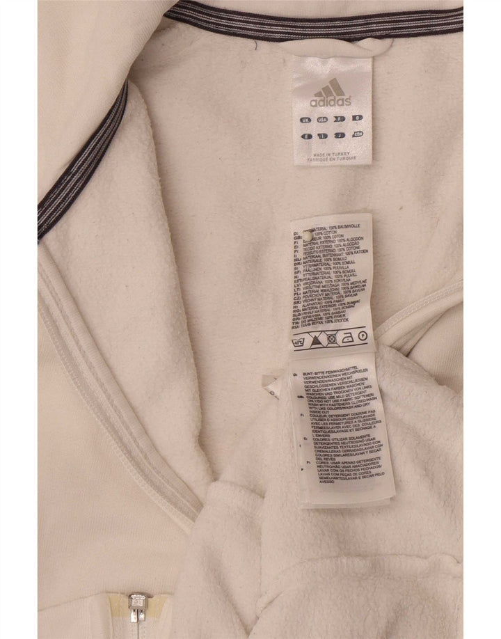 Adidas Womens Tracksuit Top Jacket UK 12 Médio Algodão Branco