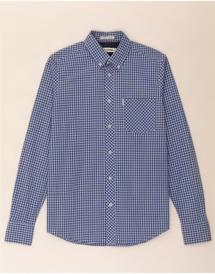 Camisa masculina Ben Sherman pequena algodão guingão azul