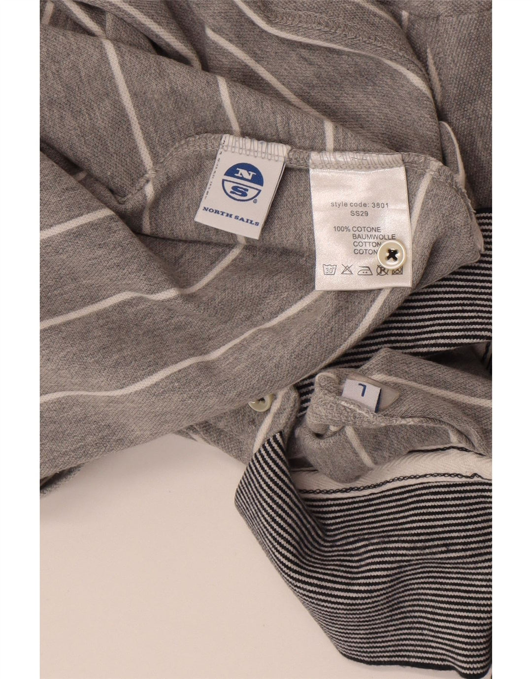 Camisa polo masculina North Sails grande algodão listrado cinza