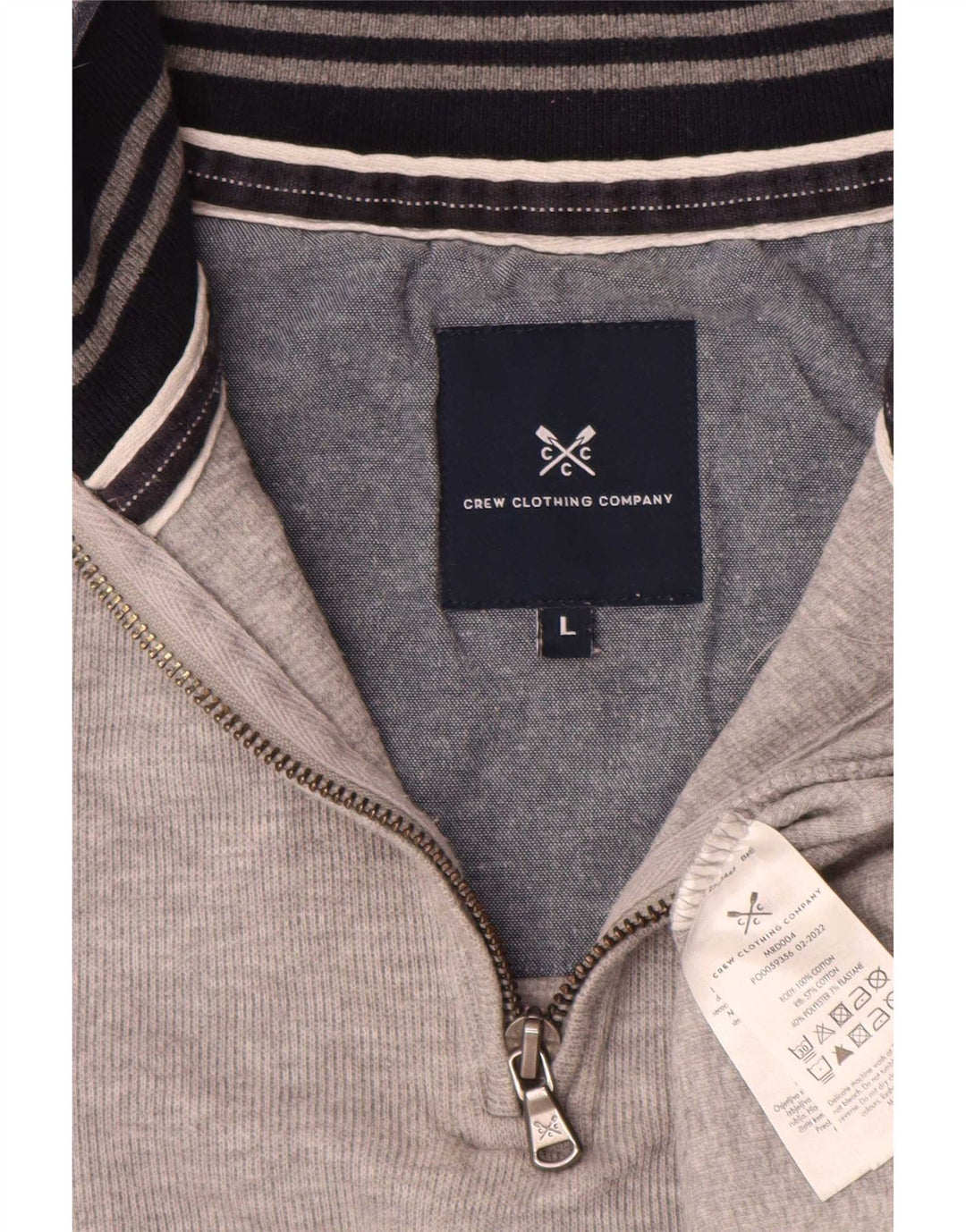 Crew Clothing Mens moletom com zíper e gola alta cinza manchado