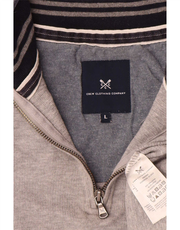 Crew Clothing Mens moletom com zíper e gola alta cinza manchado