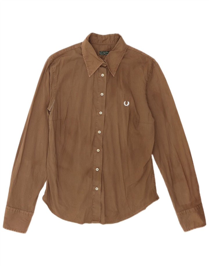 Camisa feminina Fred Perry UK 18 XL algodão marrom