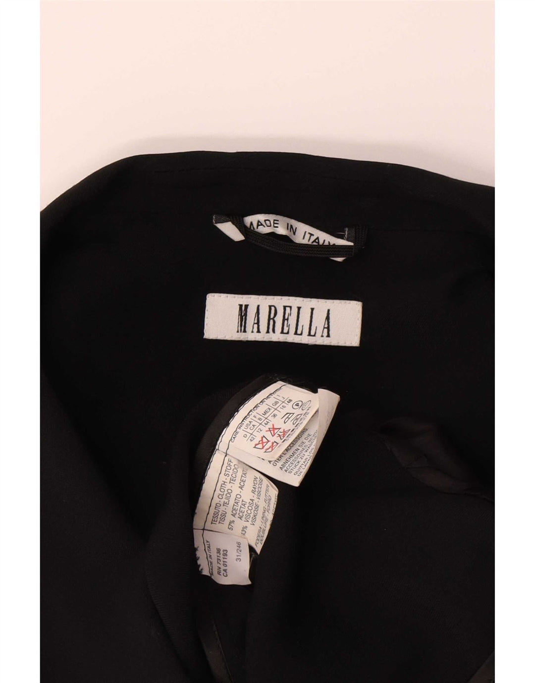 Jaqueta blazer feminina Marella manga 3/4 Reino Unido 16 grande acetato preto