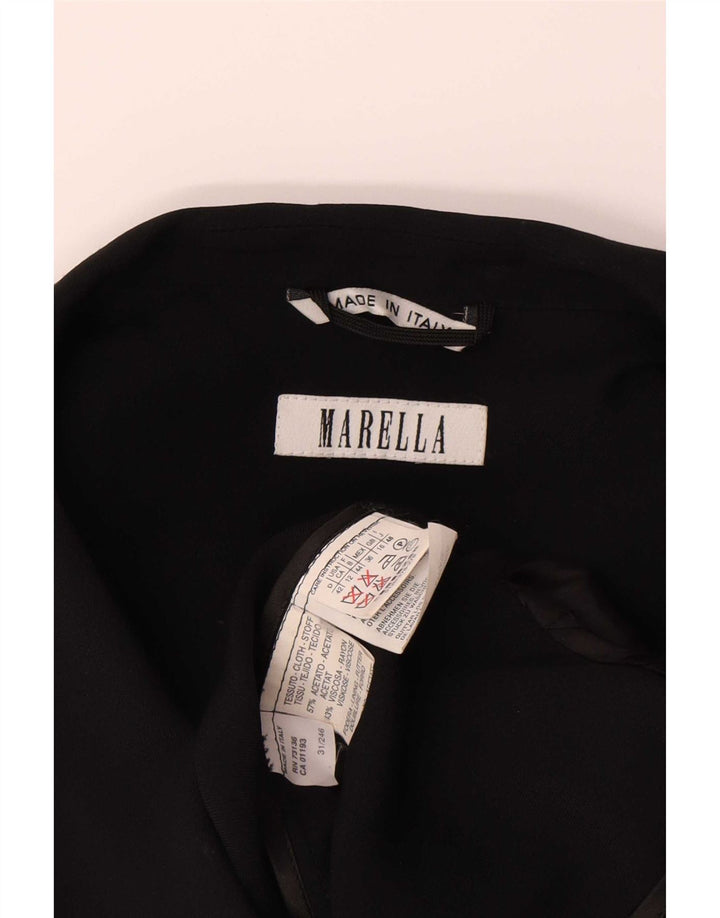 Jaqueta blazer feminina Marella manga 3/4 Reino Unido 16 grande acetato preto