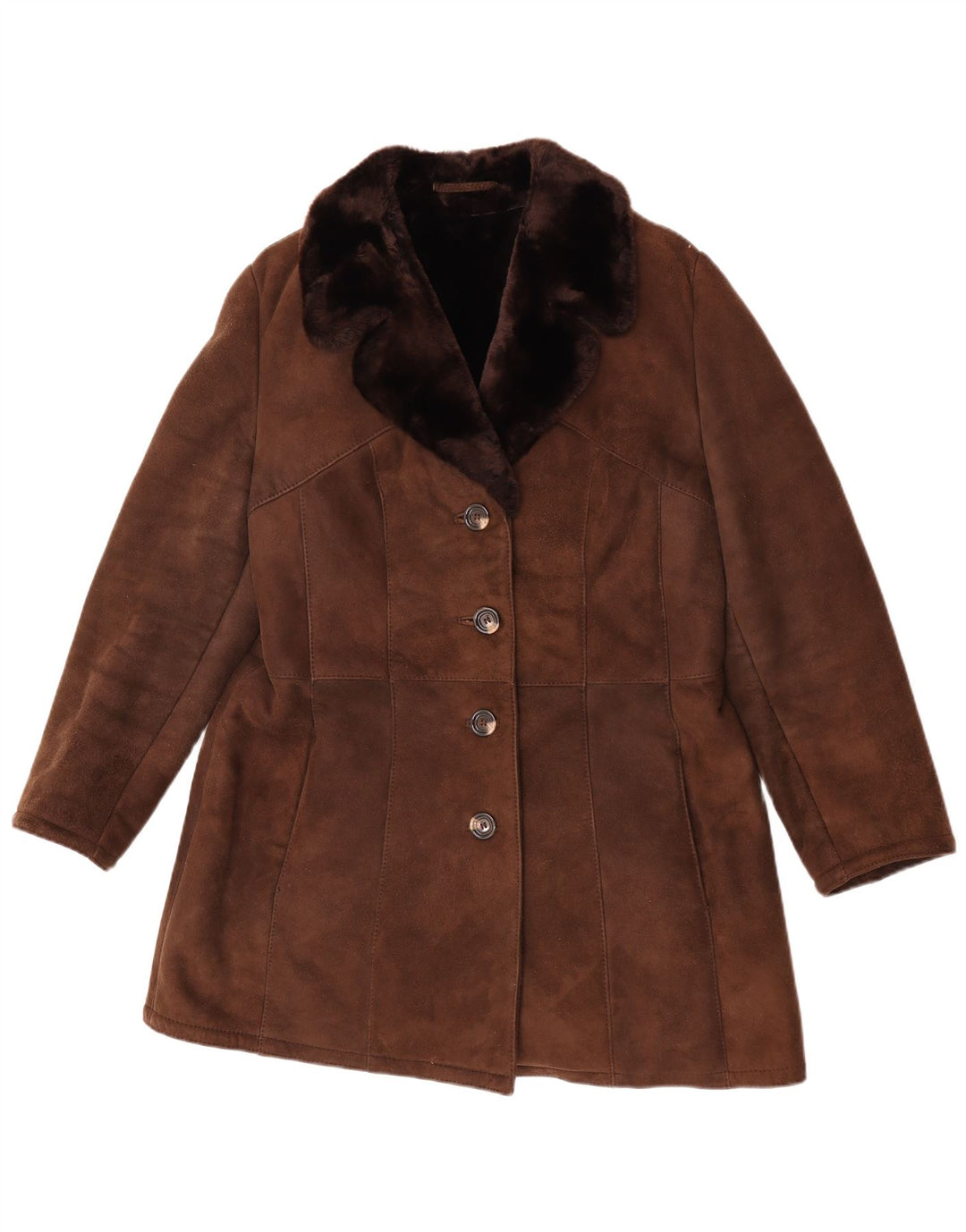 Casaco feminino de shearling BWS EU 44 XL marrom