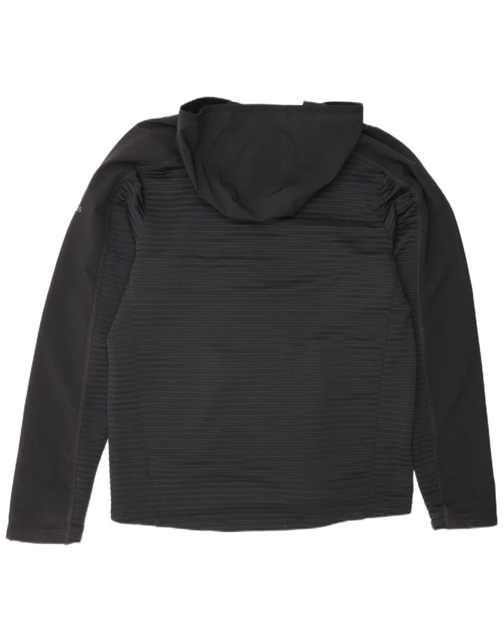 Adidas masculino com capuz jaqueta superior grande poliéster preto
