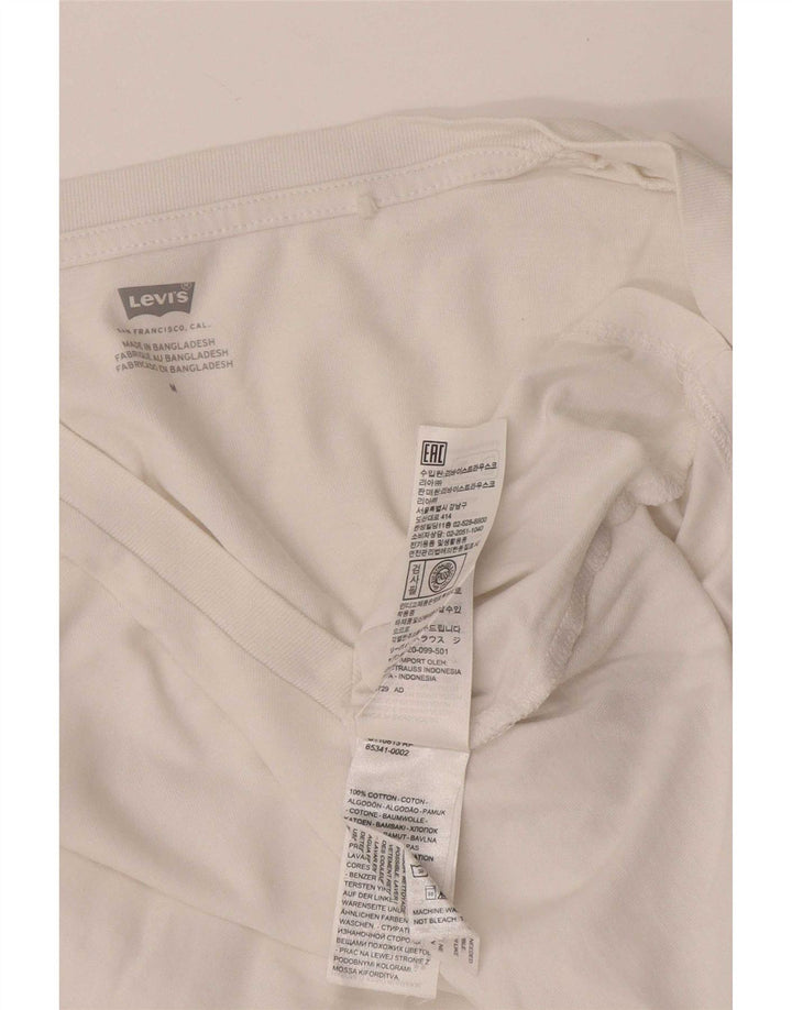 Camiseta feminina Levi's UK 12 algodão branco médio