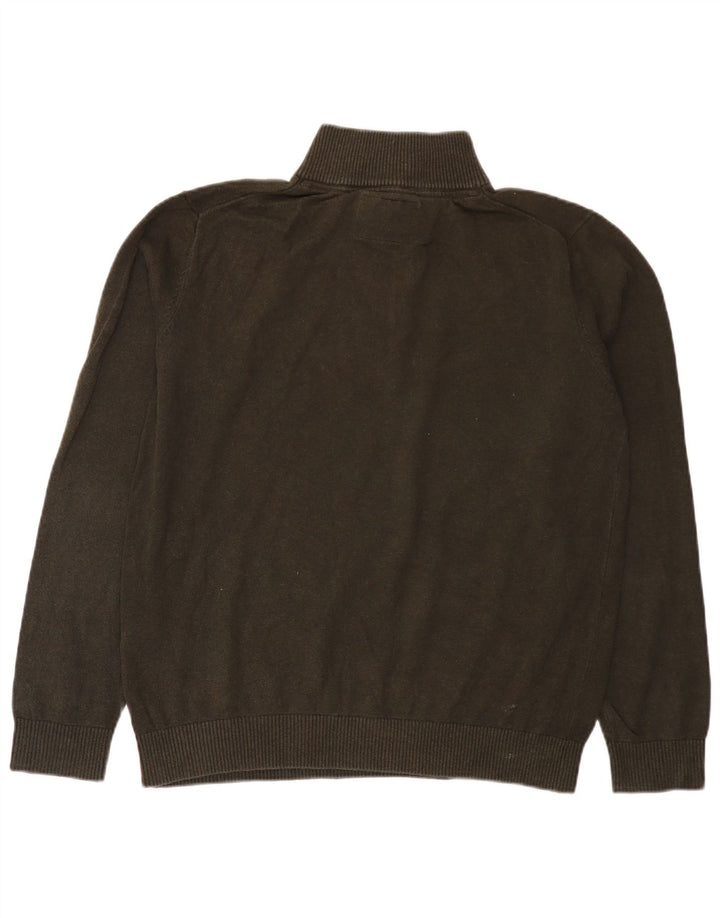 Suéter masculino Joules com zíper e gola alta de algodão verde grande