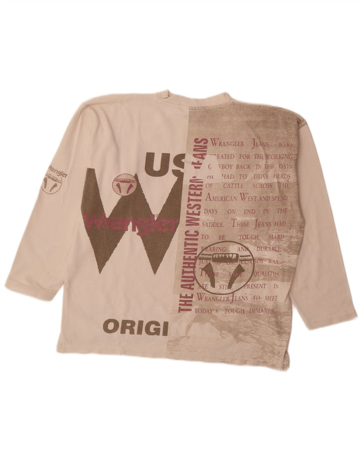 Wrangler Mens Graphic Top Manga Longa Grande Branco