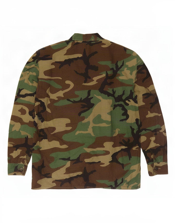 Camisa militar masculina vintage XL algodão verde