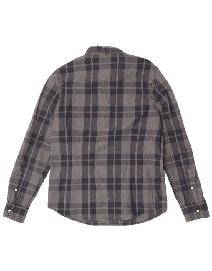 Camisa masculina Lee Slim Fit grande algodão xadrez cinza