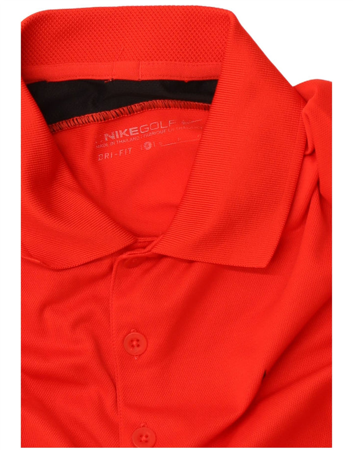 Camisa polo feminina NIKE Dri Fit UK 10 pequena vermelha colorblock