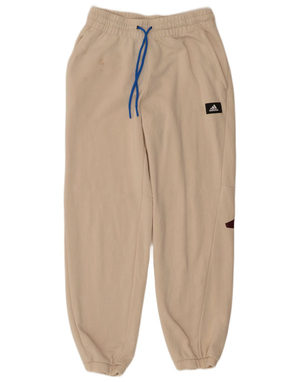 Adidas masculino gráfico calças de treino joggers médio bege algodão