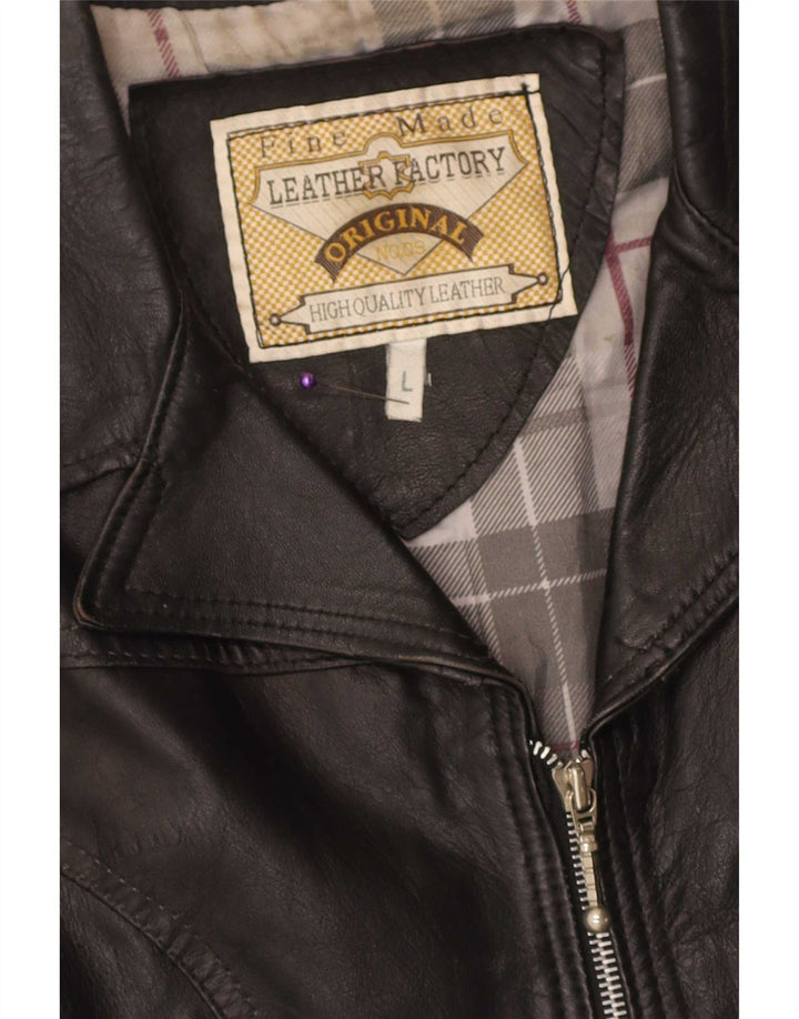 Colete de couro feminino vintage UK 14 grande couro preto