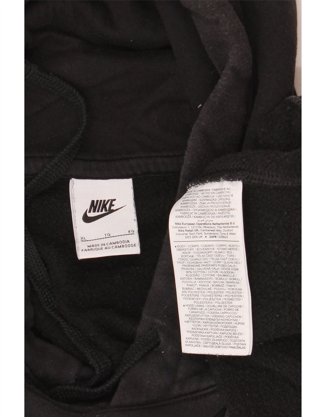 Nike Mens Hoodie Jumper XL Algodão Preto